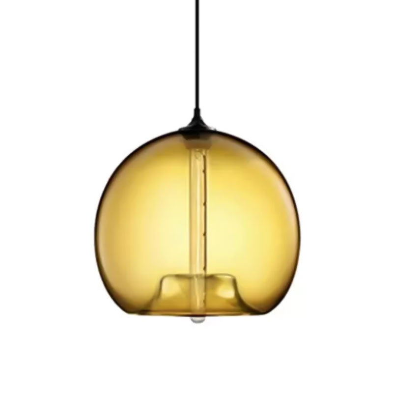 Modern Glass Ball Shade Suspension Light - Red/Brown/Blue Hanging Ceiling Light