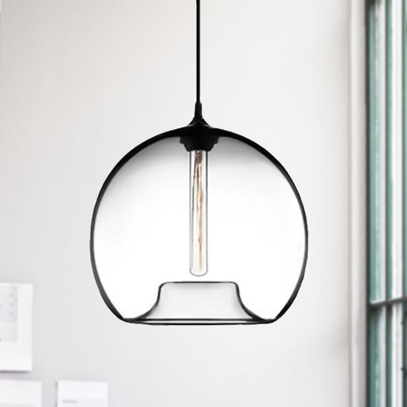 Modern Glass Ball Shade Suspension Light - Red/Brown/Blue Hanging Ceiling Light