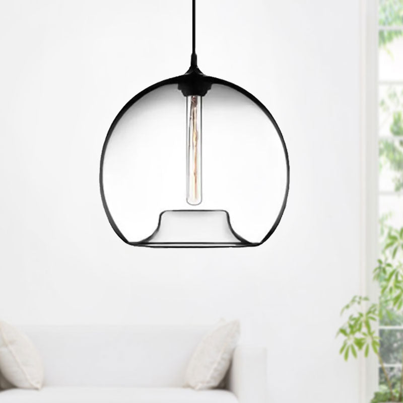 Modern Glass Ball Shade Suspension Light - Red/Brown/Blue Hanging Ceiling Light