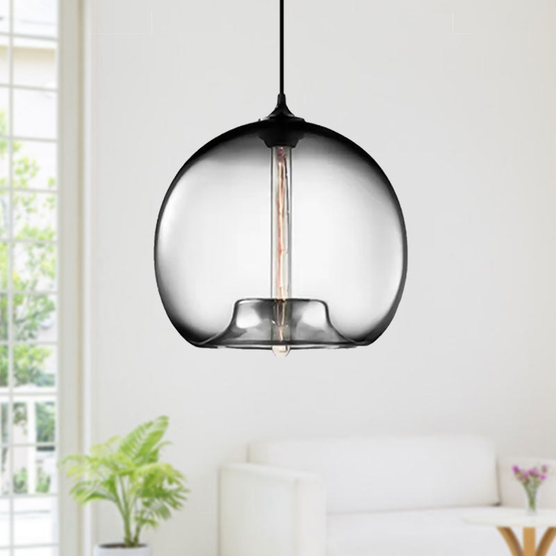 Modern Glass Ball Shade Suspension Light - Red/Brown/Blue Hanging Ceiling Light