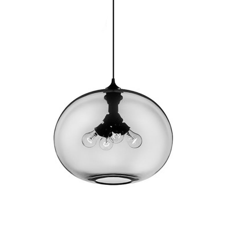 Modern Brown/Clear/Amber Oval Glass Pendant Light - 4-Light Ceiling Hanging Fixture