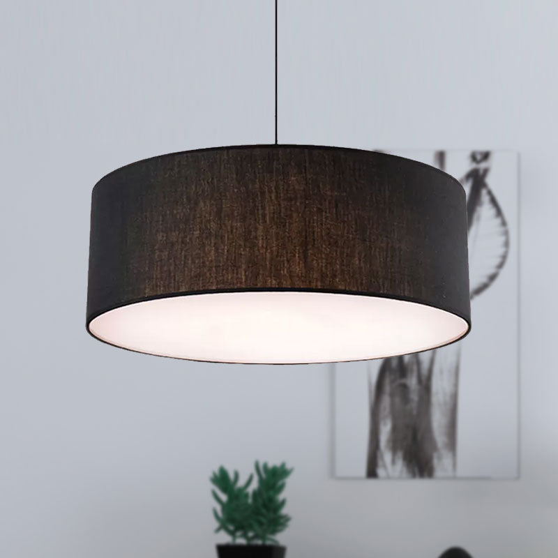 Simple Fabric Drum Ceiling Pendant Light - Light Grey/Black/Beige - 12"/16"/18" Diameter - Hanging Lamp Kit