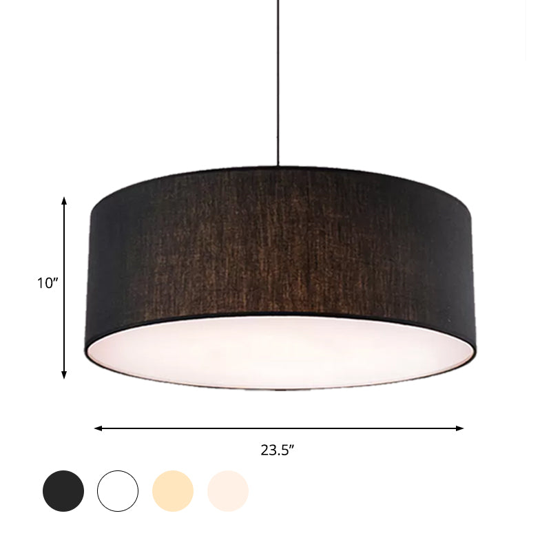 Simple Fabric Drum Ceiling Pendant Light - Light Grey/Black/Beige - 12"/16"/18" Diameter - Hanging Lamp Kit