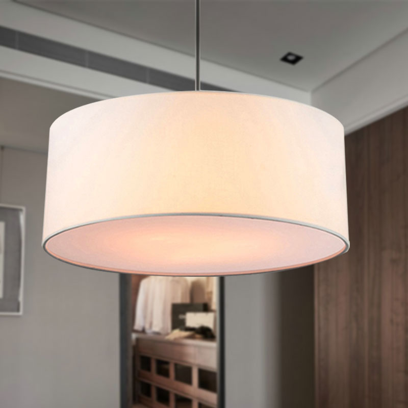 Simple Fabric Drum Ceiling Pendant Light - Light Grey/Black/Beige - 12"/16"/18" Diameter - Hanging Lamp Kit