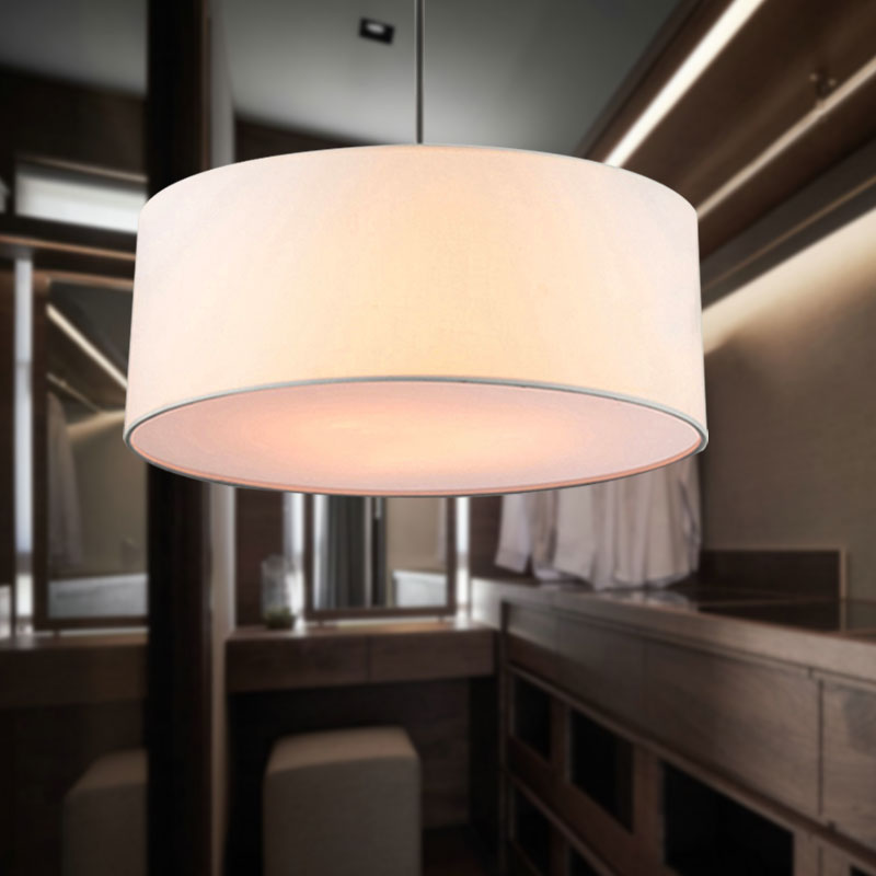 Simple Fabric Drum Ceiling Pendant Light - Light Grey/Black/Beige - 12"/16"/18" Diameter - Hanging Lamp Kit
