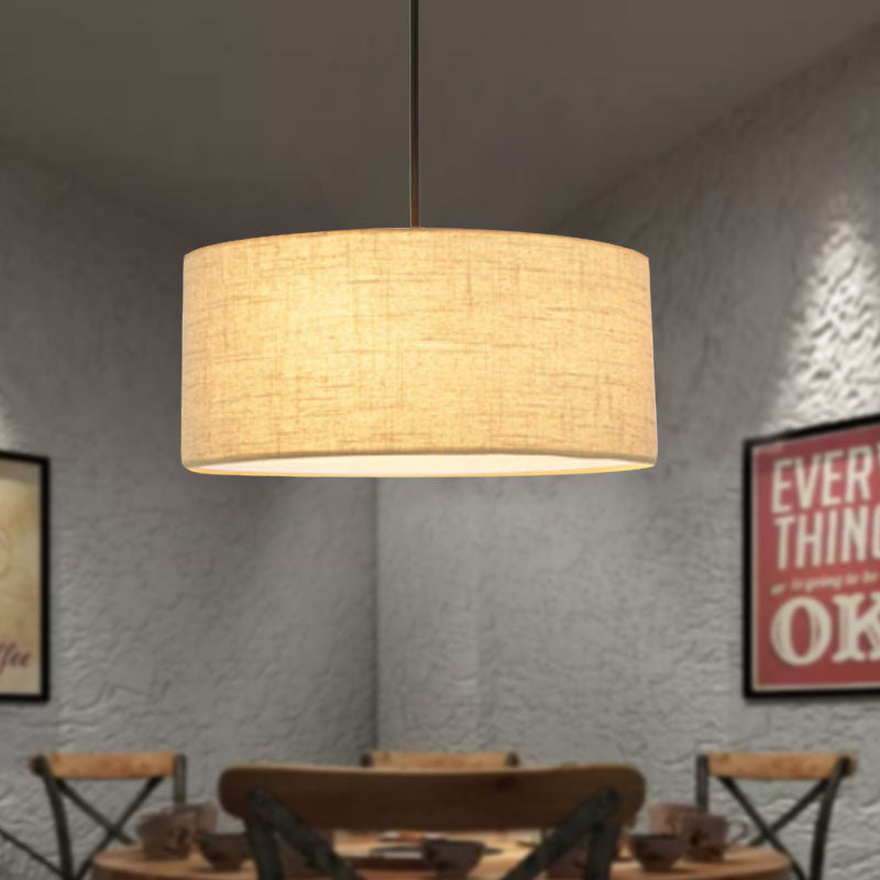 Simple Fabric Drum Ceiling Pendant Light - Light Grey/Black/Beige - 12"/16"/18" Diameter - Hanging Lamp Kit