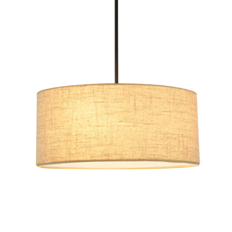Simple Fabric Drum Ceiling Pendant Light - Light Grey/Black/Beige - 12"/16"/18" Diameter - Hanging Lamp Kit