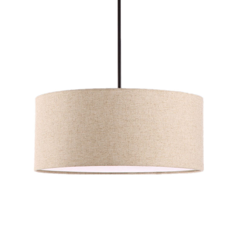 Simple Fabric Drum Ceiling Pendant Light - Light Grey/Black/Beige - 12"/16"/18" Diameter - Hanging Lamp Kit