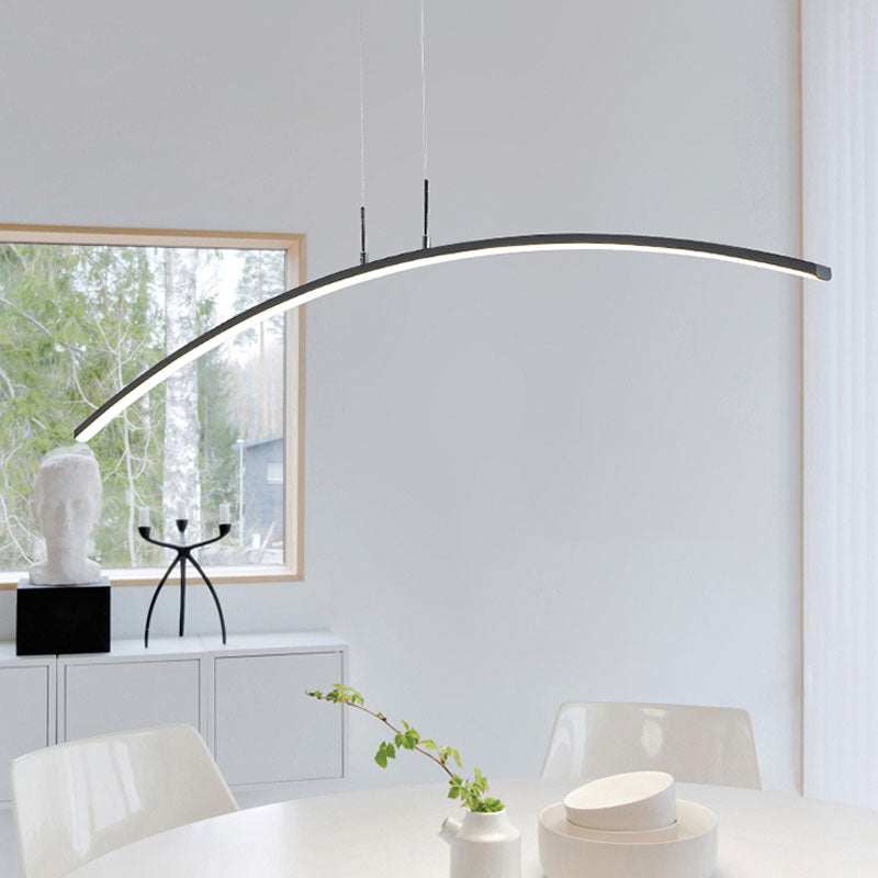 Contemporary Arch Pendant Light with Stepless Dimming and Remote Control