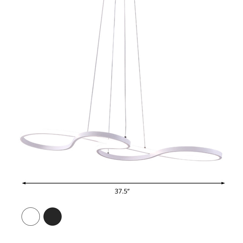 Minimalist LED Twisting Acrylic Pendant Light - 24"/29.5"/37.5" Wide - Black/White - Warm/White Light