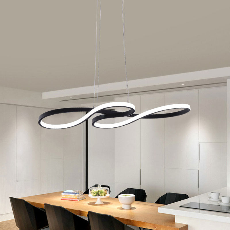 Twisting Acrylic Pendant Light - Minimalist Led Black/White Warm/White Multiple Sizes Available