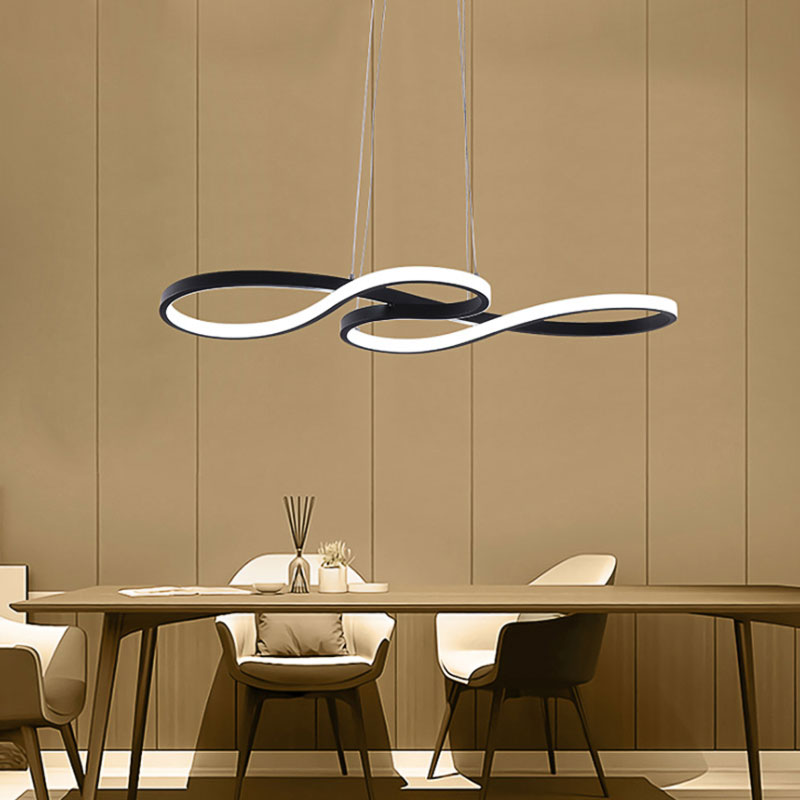 Twisting Acrylic Pendant Light - Minimalist Led Black/White Warm/White Multiple Sizes Available