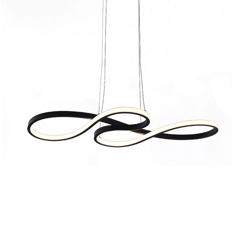 Minimalist LED Twisting Acrylic Pendant Light - 24"/29.5"/37.5" Wide - Black/White - Warm/White Light