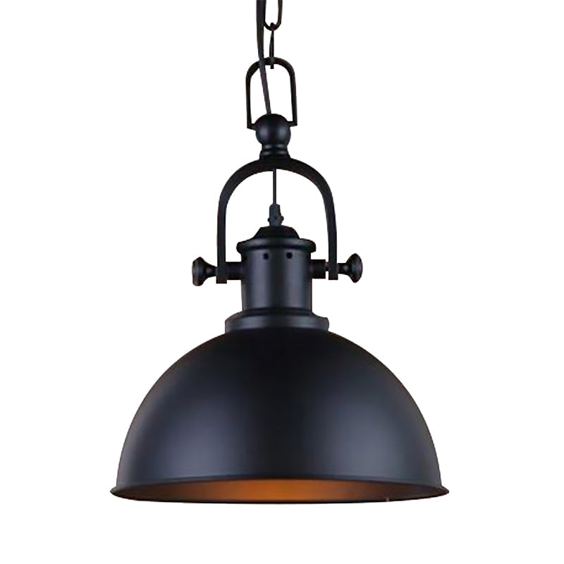 Suspension dôme vintage en noir/blanc – Lampe suspendue en métal pour salle à manger