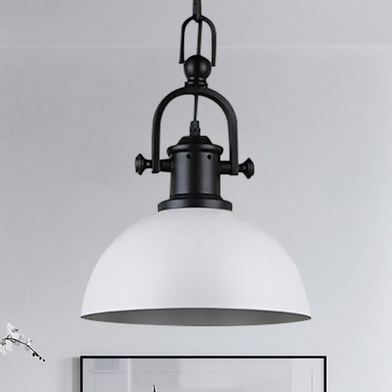 Suspension dôme vintage en noir/blanc – Lampe suspendue en métal pour salle à manger