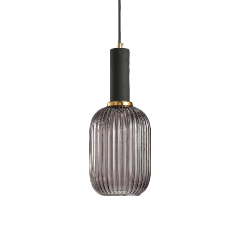 Chloe - Lampe de plafond à suspension moderniste en verre strié gris/vert/ambre à 1 lumière