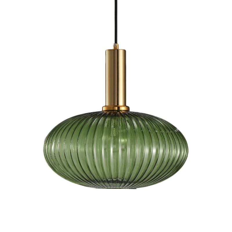Chloe - Lampe de plafond à suspension moderniste en verre strié gris/vert/ambre à 1 lumière
