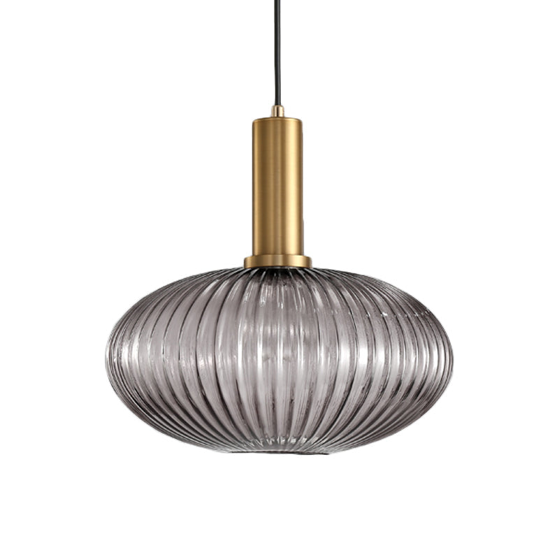 Chloe - Lampe de plafond à suspension moderniste en verre strié gris/vert/ambre à 1 lumière