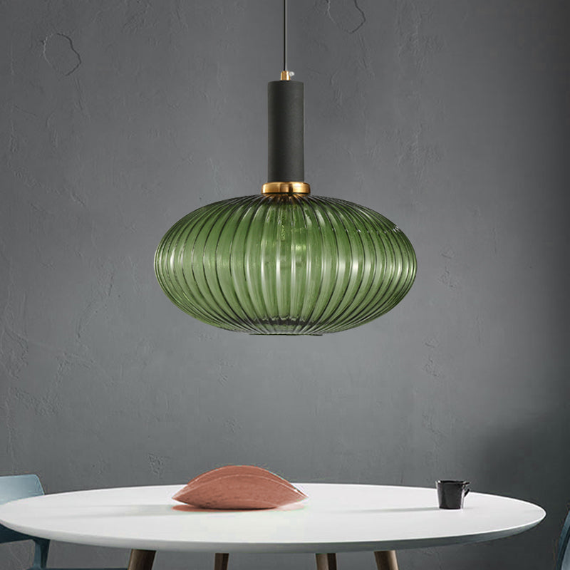 Chloe - Lampe de plafond à suspension moderniste en verre strié gris/vert/ambre à 1 lumière