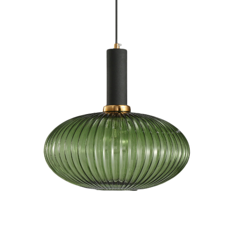 Chloe - Lampe de plafond à suspension moderniste en verre strié gris/vert/ambre à 1 lumière