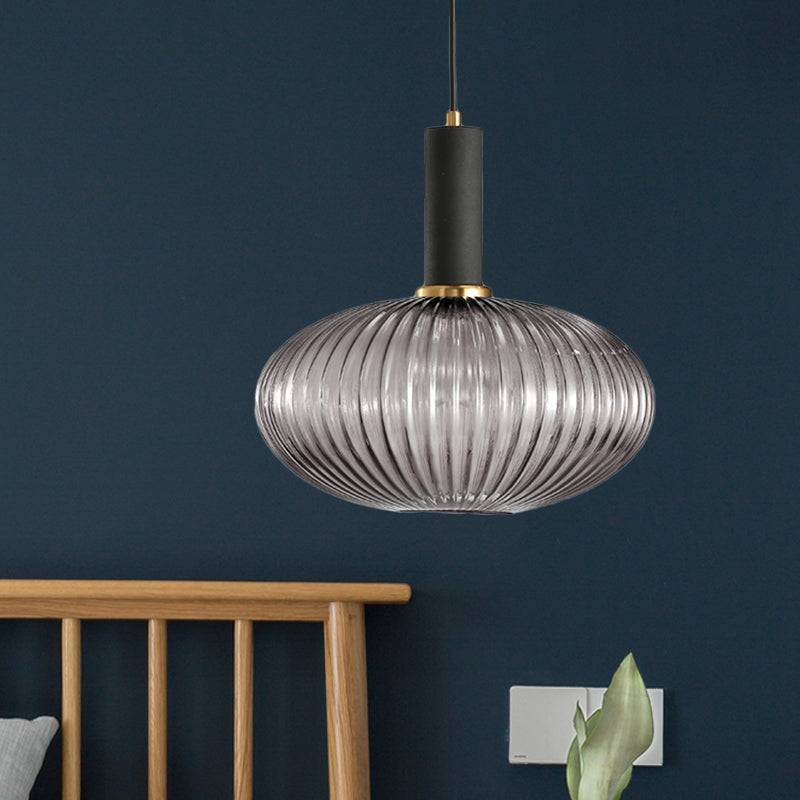 Chloe - Lampe de plafond à suspension moderniste en verre strié gris/vert/ambre à 1 lumière