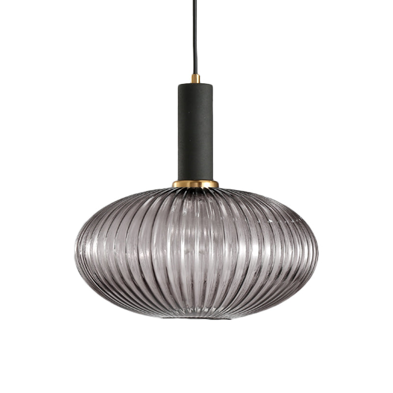 Chloe - Lampe de plafond à suspension moderniste en verre strié gris/vert/ambre à 1 lumière