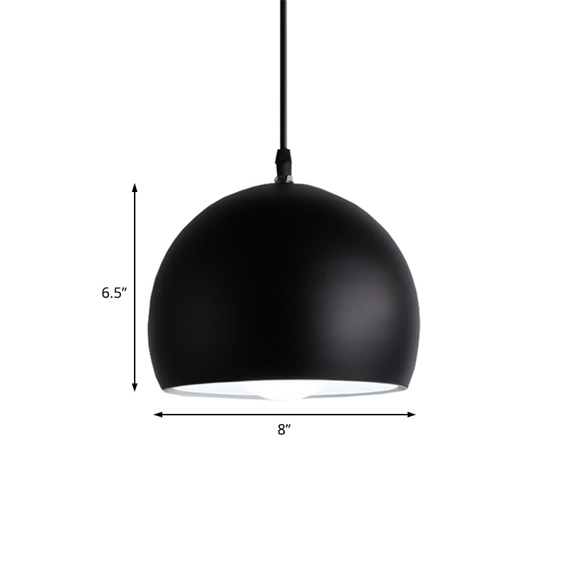 Industrial Style Metallic Globe Pendant Light With Black Shade - 1 Head Kitchen Lamp 8/10/14 Width