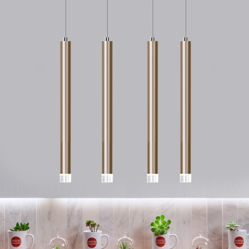 Modern Gold Flute Ceiling Pendant Light for Bar Counter - LED, Warm/White Light - 12"/19.5"/23.5" Height