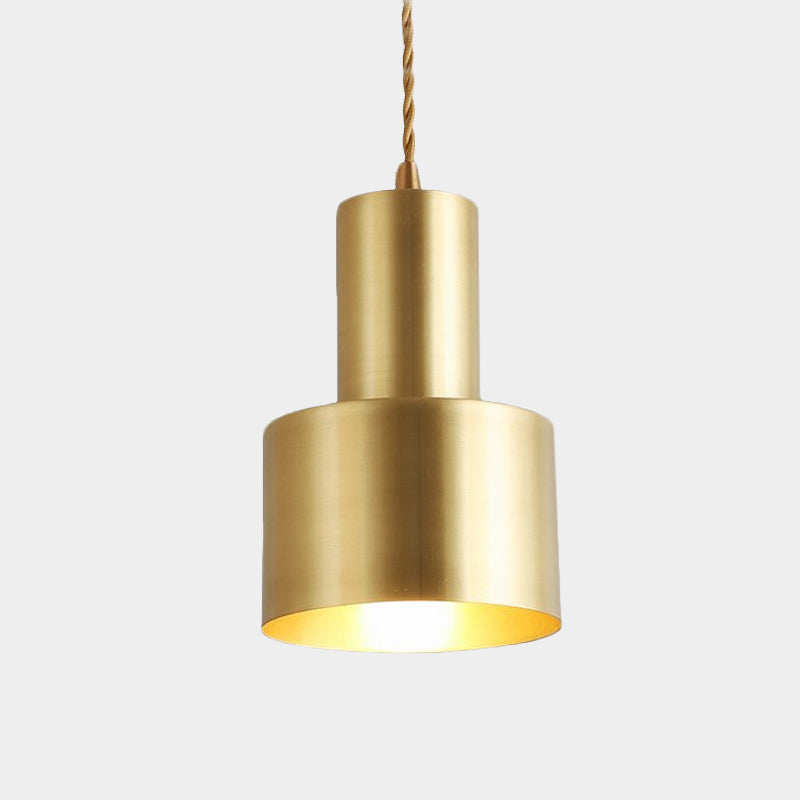 Retro Style Metal Pendant Lamp - Blue/Black/Gold Cylindrical Shade