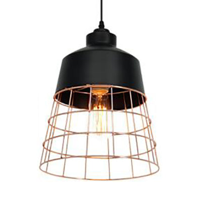 Retro Wire Cage Pendant Light with Versatile Shade - Perfect for Living Room Decor