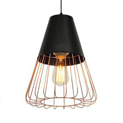 Retro Wire Cage Pendant Light with Versatile Shade - Perfect for Living Room Decor