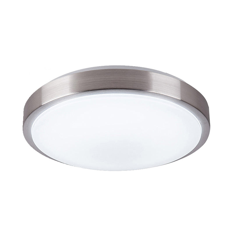 Modern Aluminum Flush Ceiling Light with Acrylic Diffuser - Warm/White LED - Silver Finish - 8"/11.5" Dia.