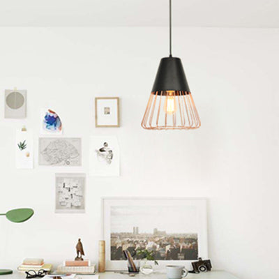 Retro Wire Cage Pendant Light with Versatile Shade - Perfect for Living Room Decor