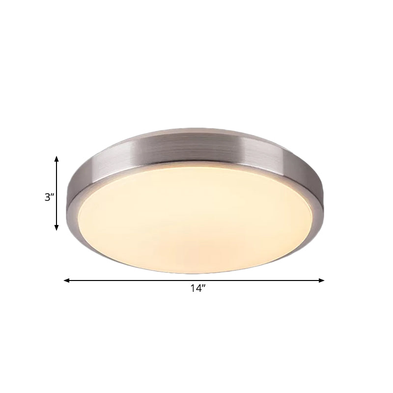 Modern Aluminum Flush Ceiling Light with Acrylic Diffuser - Warm/White LED - Silver Finish - 8"/11.5" Dia.