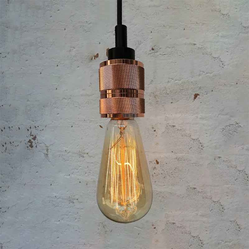 Copper/Black Industrial Pendant Light with Adjustable Cord and Exposed Bulb - Perfect for Restaurants