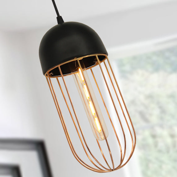 Retro Wire Cage Pendant Light with Versatile Shade - Perfect for Living Room Decor