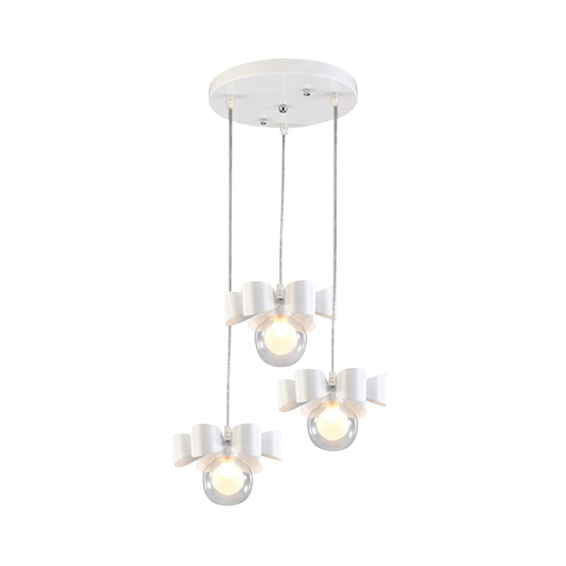 Contemporary White Sphere Pendant Light With Bow Design - 1/3 Lights Clear Glass