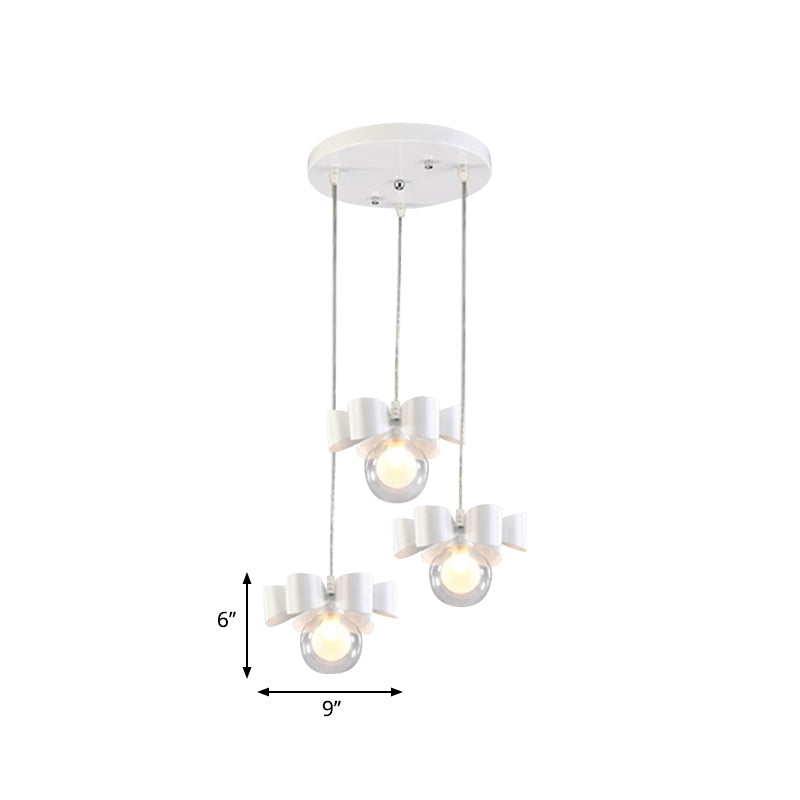Contemporary White Sphere Pendant Light With Bow Design - 1/3 Lights Clear Glass