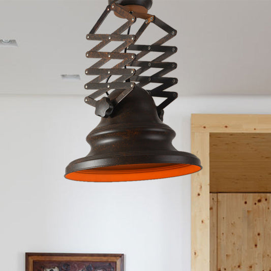 Rustic Farmhouse Style Bell Pendant Light - Wrought Iron, Indoor Ceiling Fixture