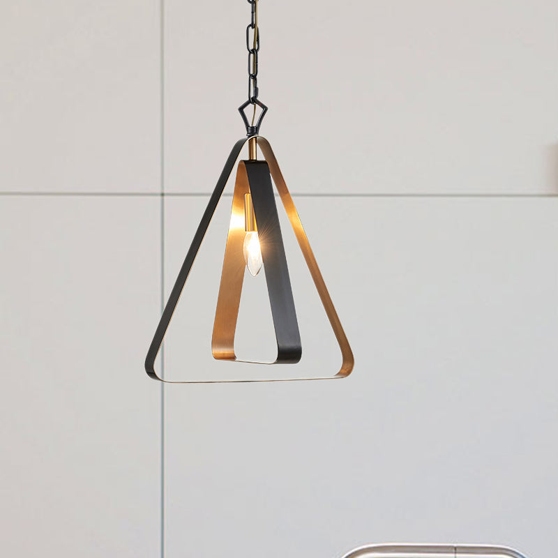 Black Vintage Style Open Cage Pendant Light with Triangle Design for Dining Room Ceiling Fixture"
or 
"Vintage Style Black Pendant Light with Triangle Design for Dining Room Ceiling Fixture