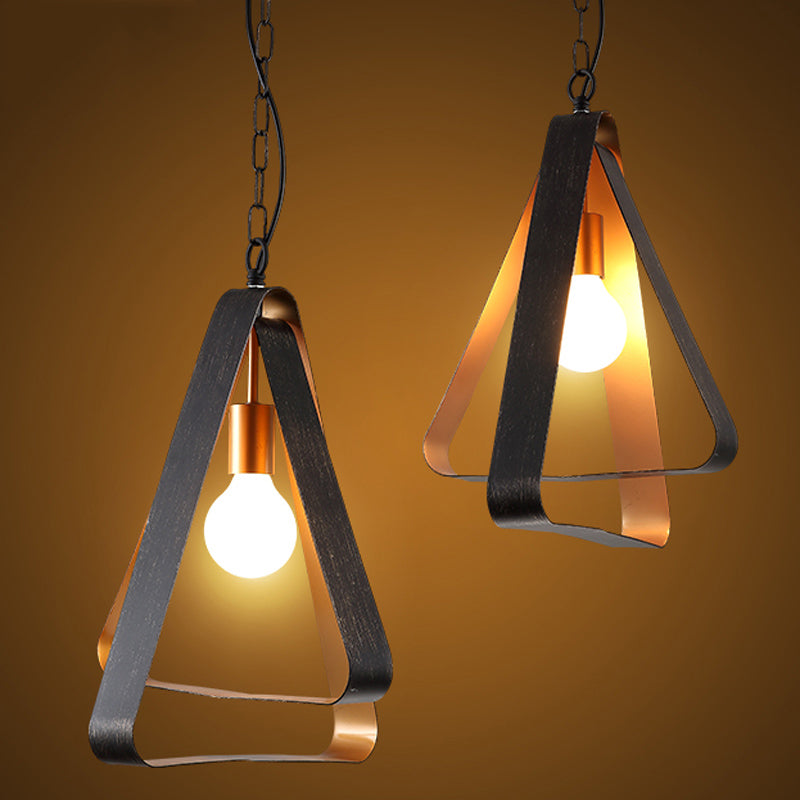 1-Head Vintage Style Pendant Light With Open Cage Design - Metallic Ceiling Fixture In Black For