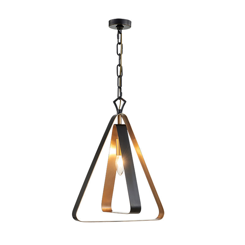 Black Vintage Style Open Cage Pendant Light with Triangle Design for Dining Room Ceiling Fixture"
or 
"Vintage Style Black Pendant Light with Triangle Design for Dining Room Ceiling Fixture