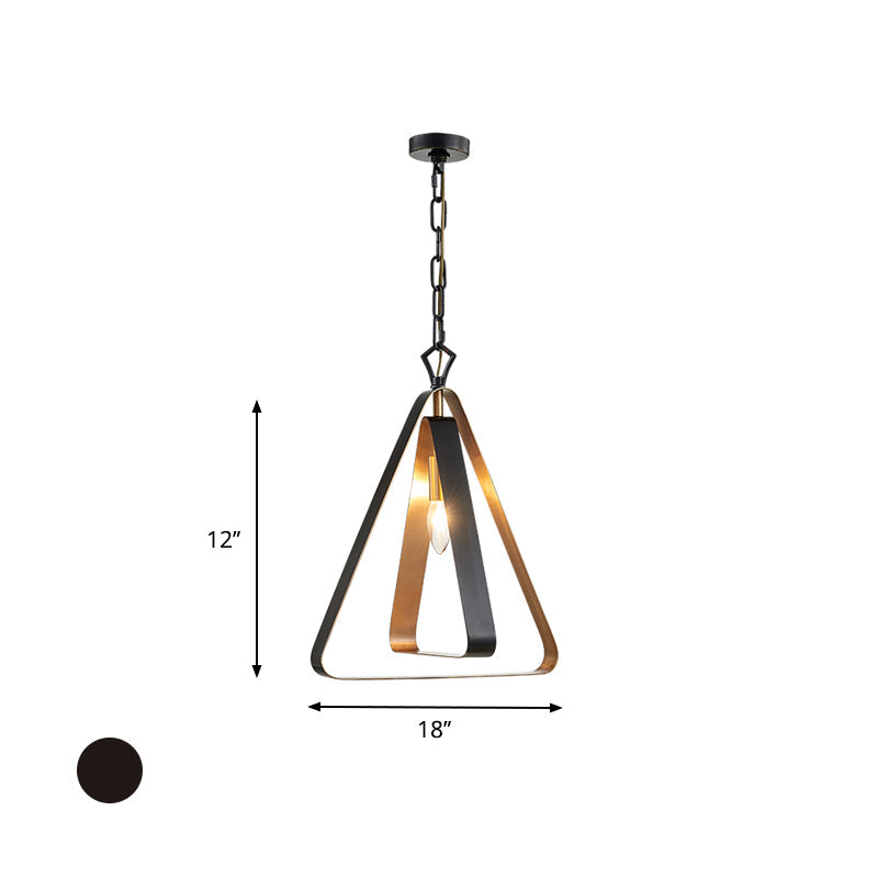 1-Head Vintage Style Pendant Light With Open Cage Design - Metallic Ceiling Fixture In Black For