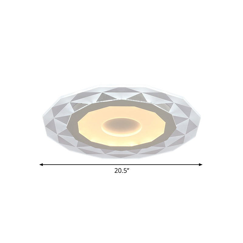 Plafonnier LED moderne pour salon avec abat-jour en acrylique en forme de losange - 16,5"/20,5"/24,5" de large - Plafonnier blanc à lumière chaude/blanche