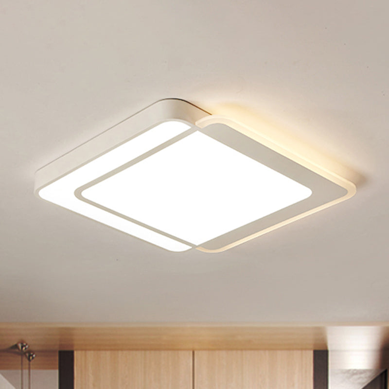 Modern Flush Mount LED Ceiling Light in White - Warm/White Lighting, Square/Round Design