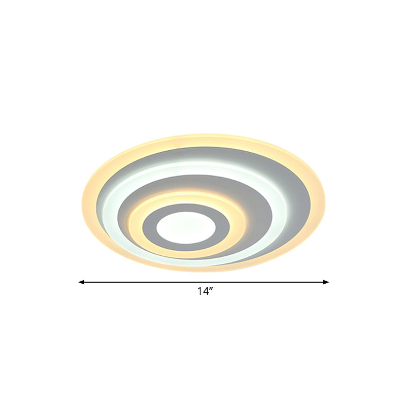 Ellipse Flushmount Acrylic LED Ceiling Fixture - 14"/19.5"/23.5" Wide, White, Warm/White Light