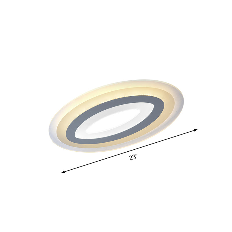 Modern Acrylic Oval LED Ceiling Light Fixture - Warm/White, Multiple Sizes