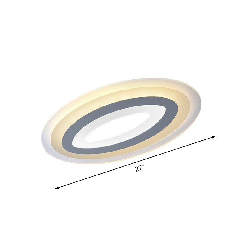 Modern Acrylic Oval LED Ceiling Light Fixture - Warm/White, Multiple Sizes