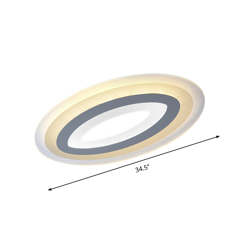 Modern Acrylic Oval LED Ceiling Light Fixture - Warm/White, Multiple Sizes