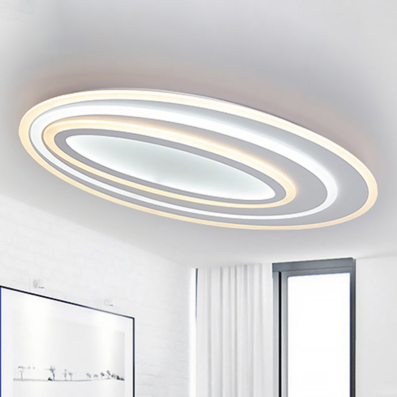 Oval Acrylic LED Flushmount Light - 19.5"/23.5"/31.5" Wide Bedroom Ceiling Lamp in Warm/White Light